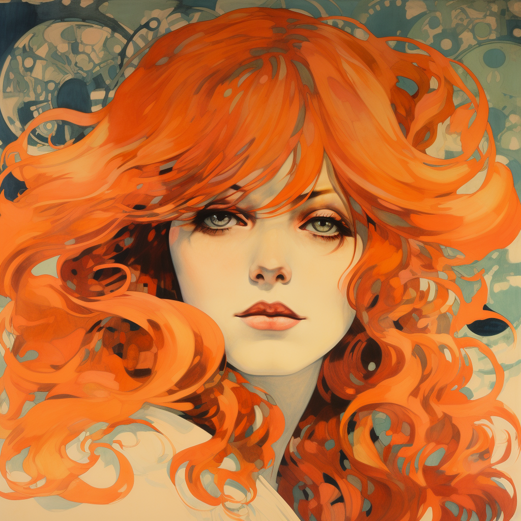 Red Haired Girl Art Nouveau Poster