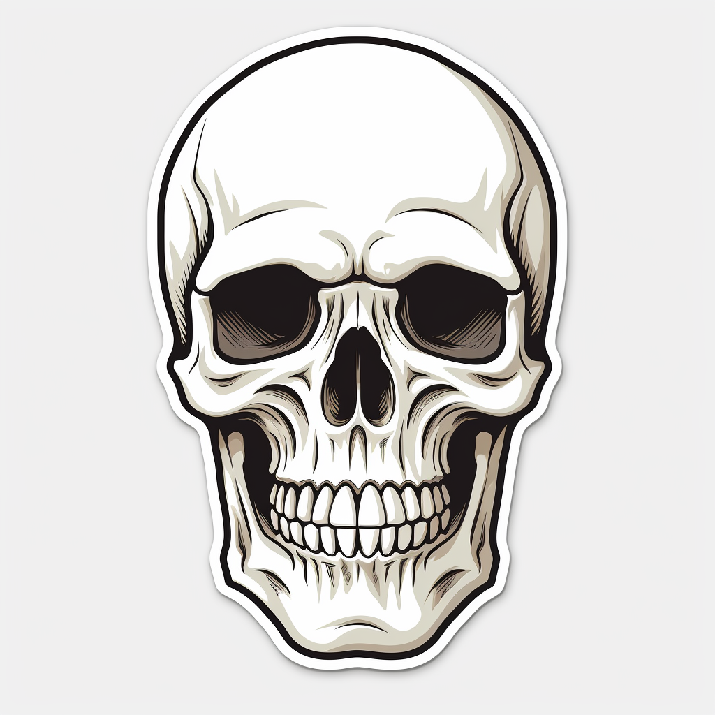 Bold white skull sticker image