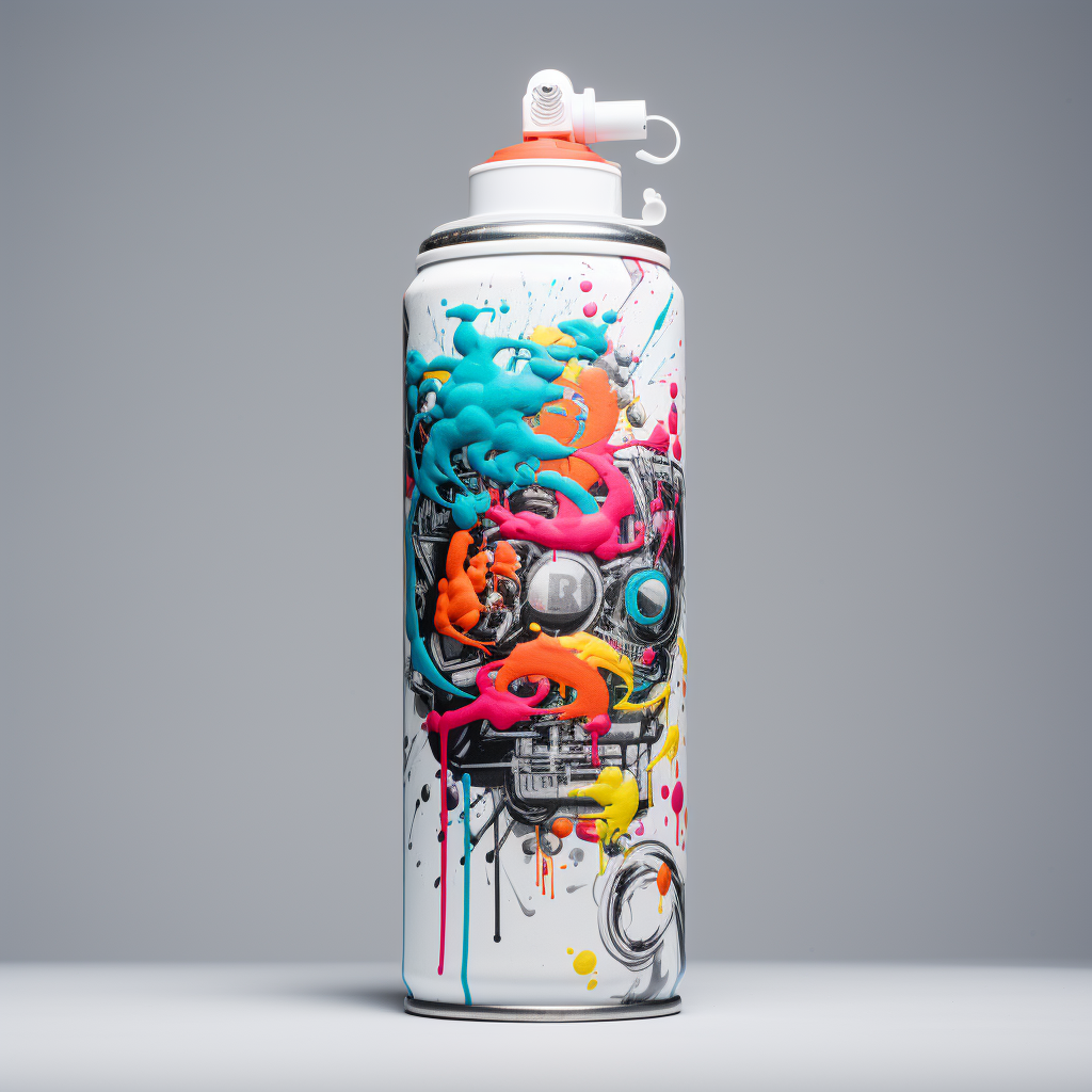 Colorful aerosol spray can on white background