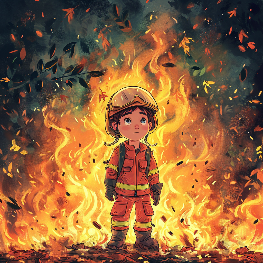 Cute cartoon firefighter child image