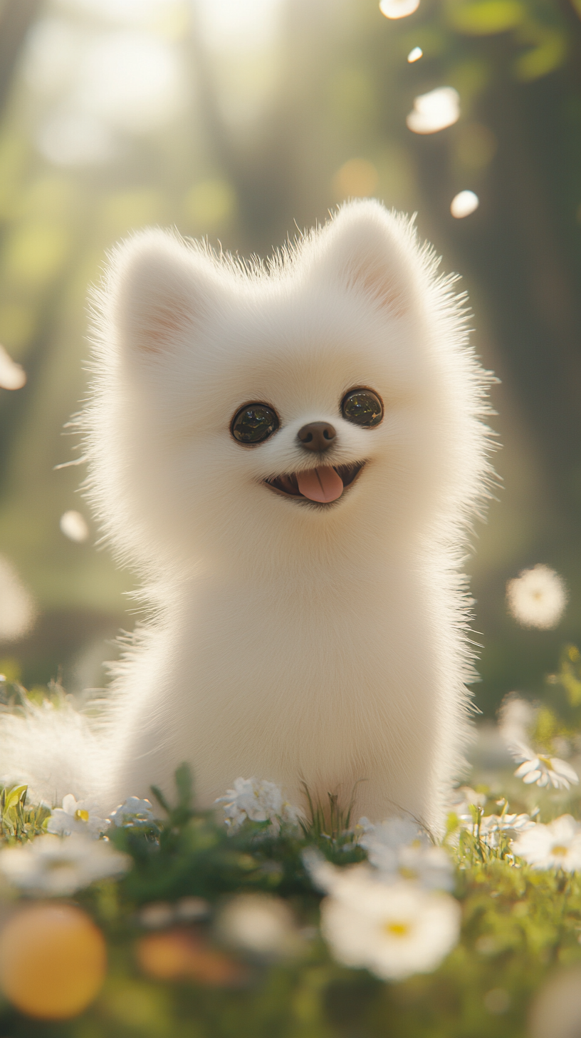 Cute Pomeranian Puppy Sitting Proudly