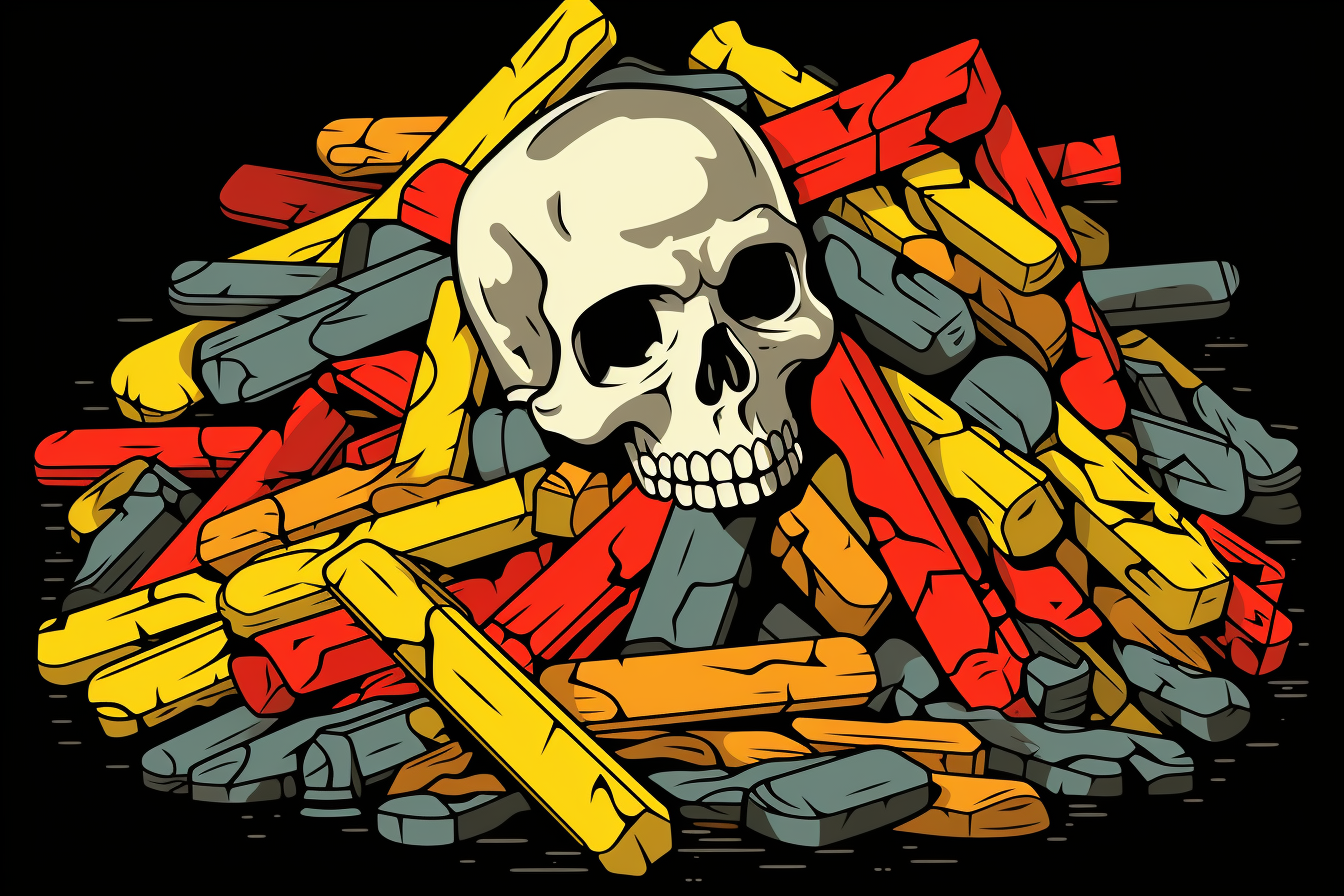 Vibrant bone pile artwork in pop art style