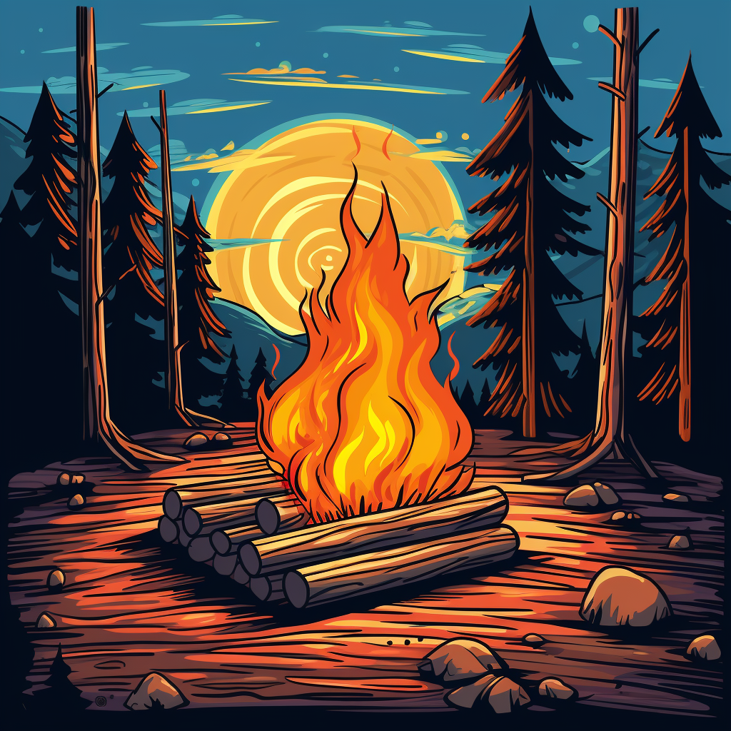 Colorful Cartoon Bonfire Illustration