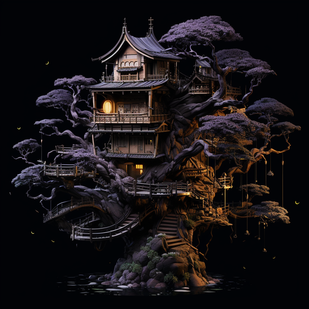 Detailed Bonsai Tree House Horror