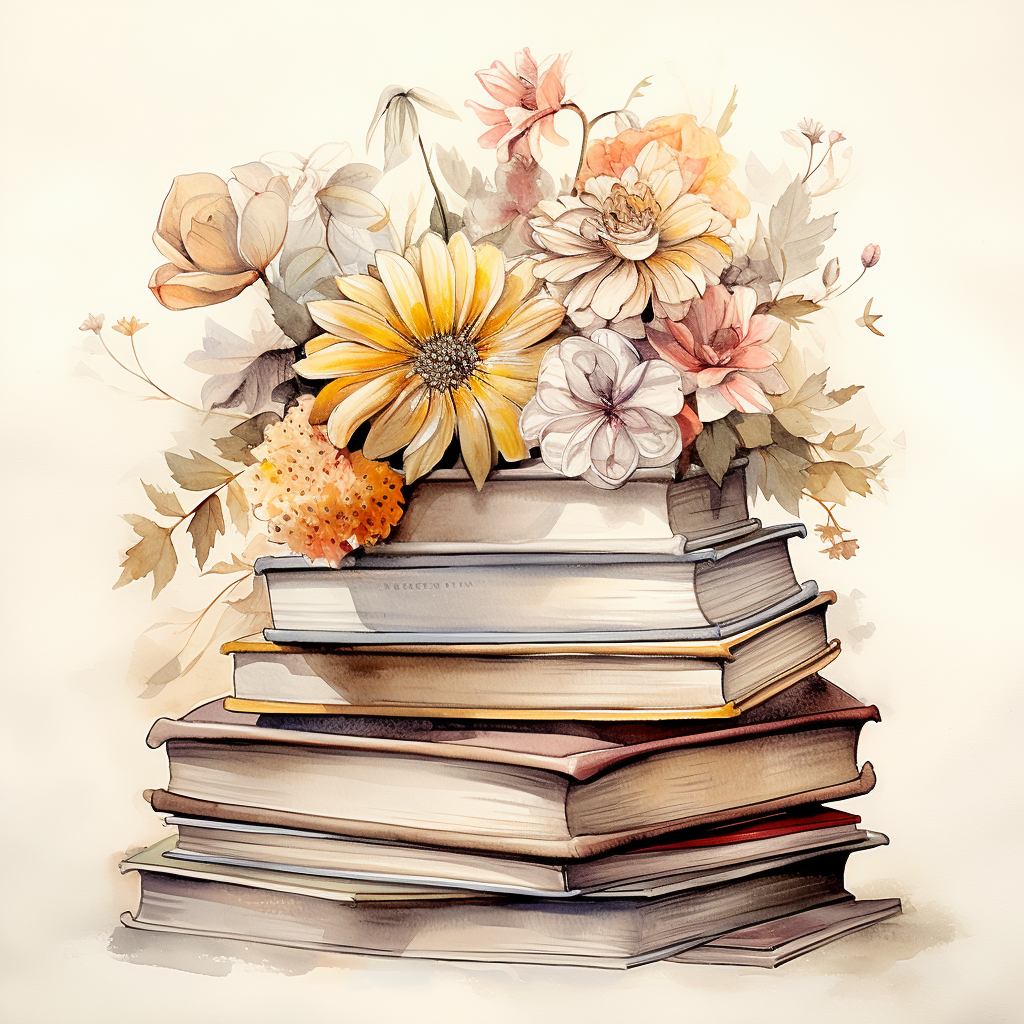 Books Floral Watercolor Art