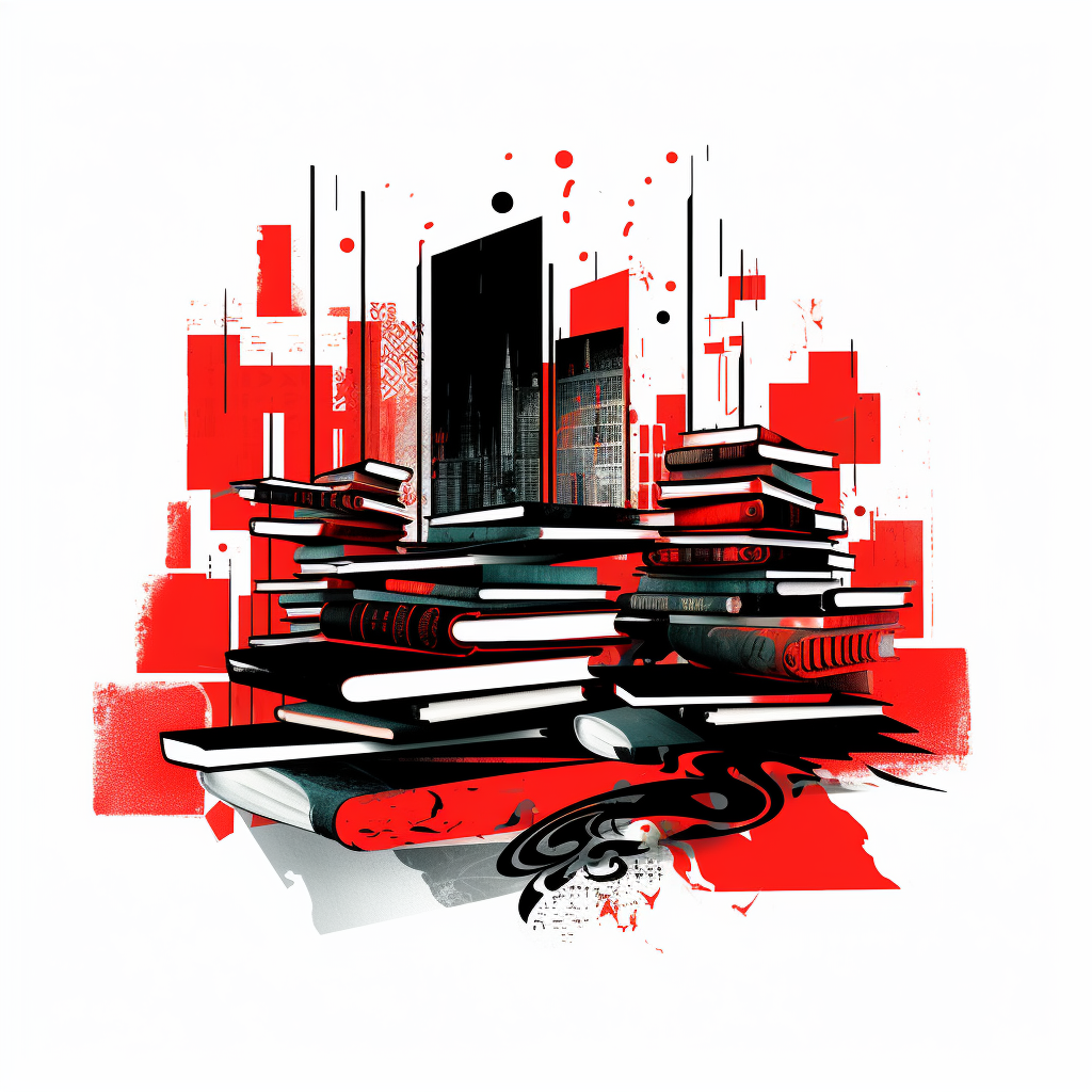 Black and red books illustration