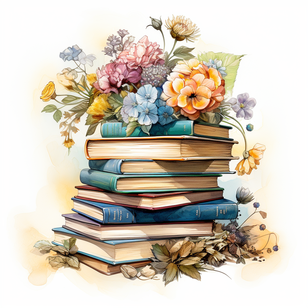 Books with Watercolor Floral Art