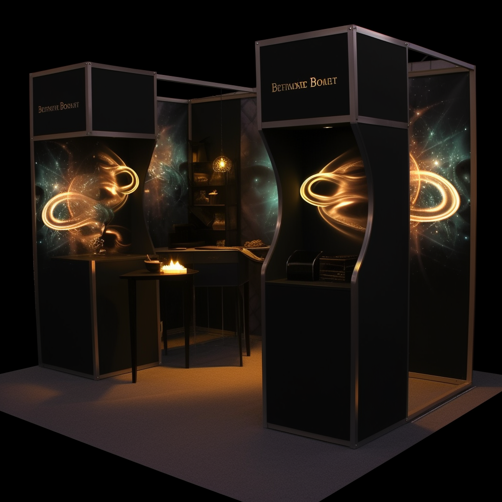 Trendy perfume booth with warm lighting