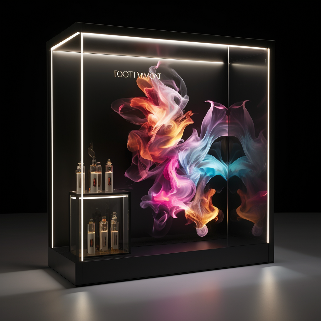 Stylish booth perfume with soft lighting