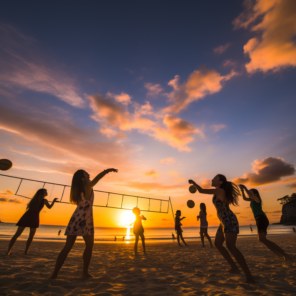 Group enjoying beach tennis on Boracay Island