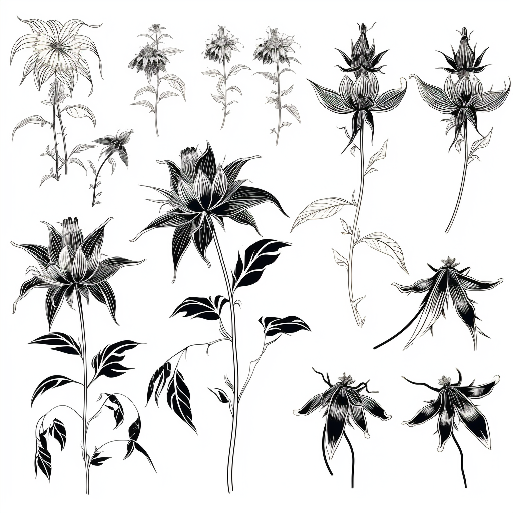 Borage flower silhouette options