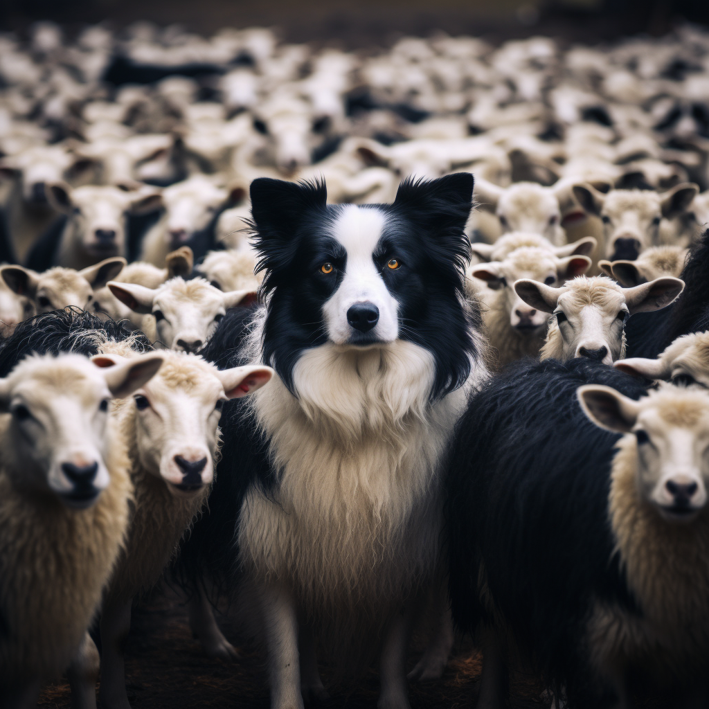 Border Collie Herding Sheeps in Action