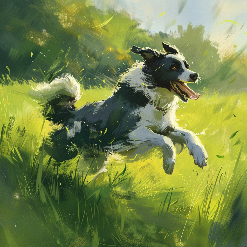 Border Collie running in meadow