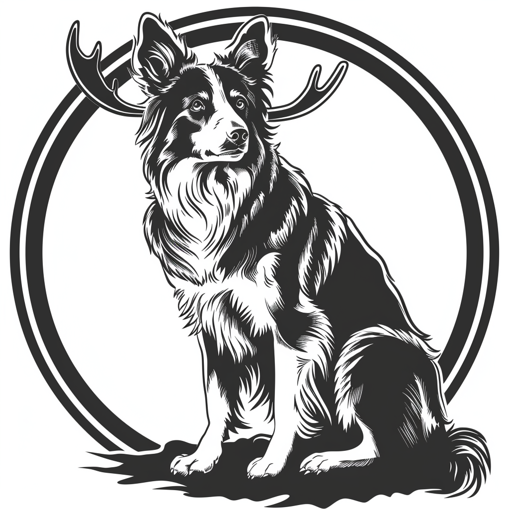 Cute Dog with Moose Antlers Sticker Design