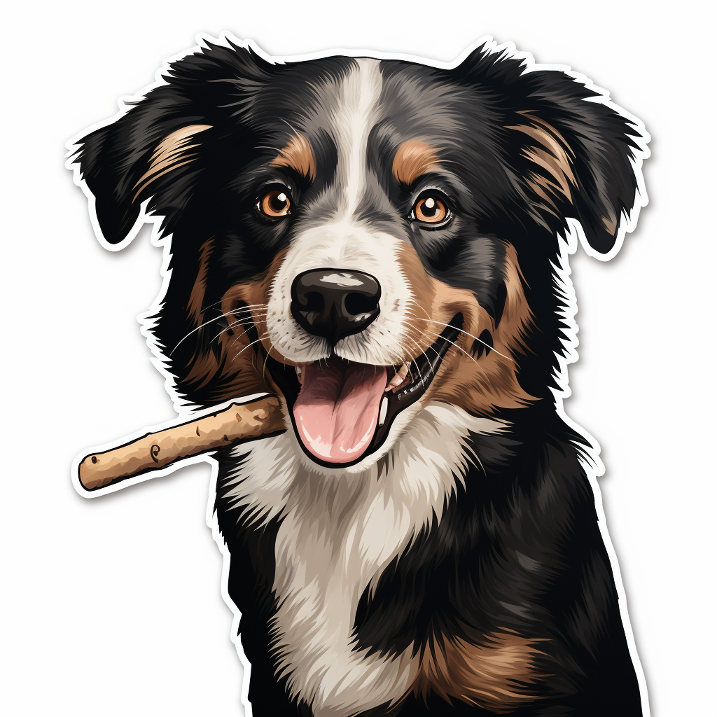 Border Collie with stick in mouth