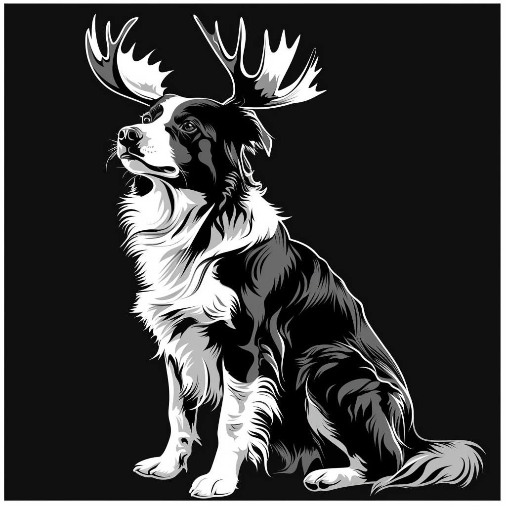 Cute border collie mix with antlers