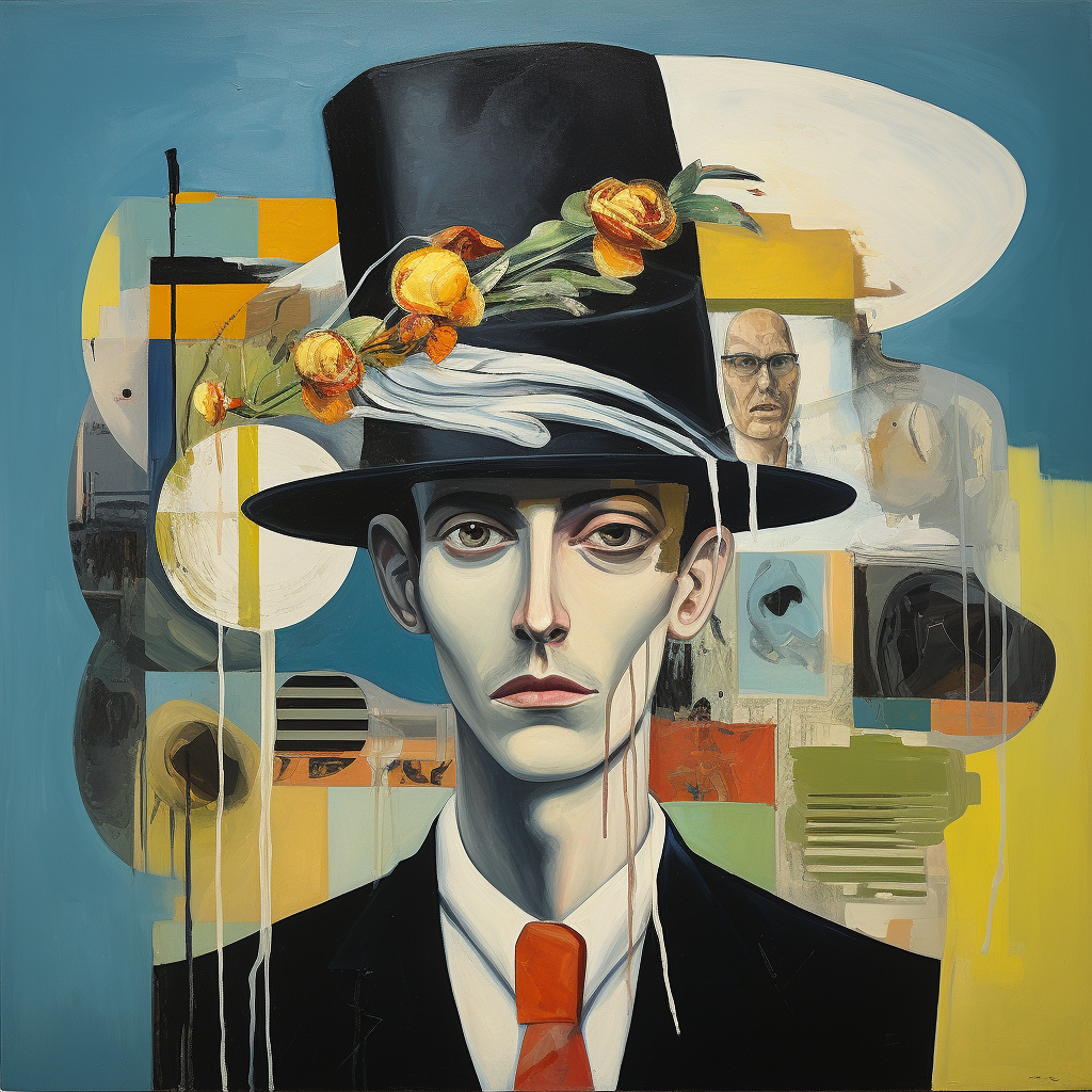 Neo Rauch inspired Borsalino hat painting