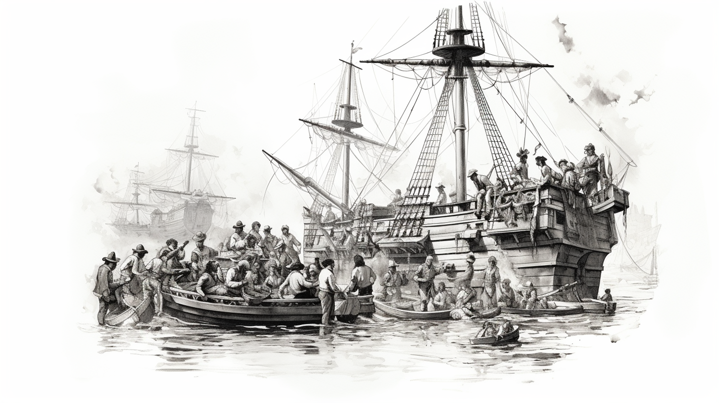 Illustration of the Boston Tea Party