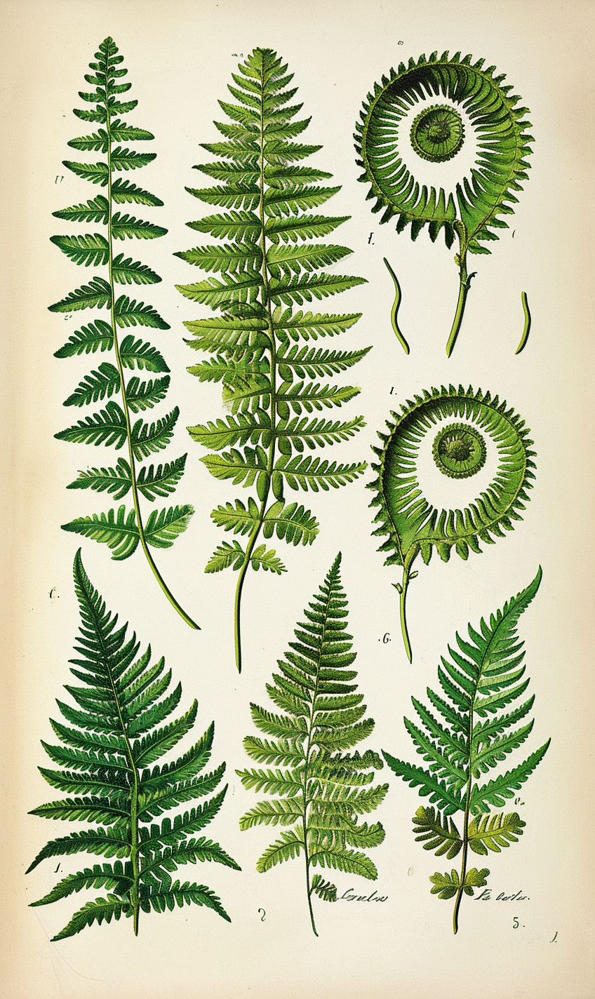 Fern Leaves Uncurling Drawing