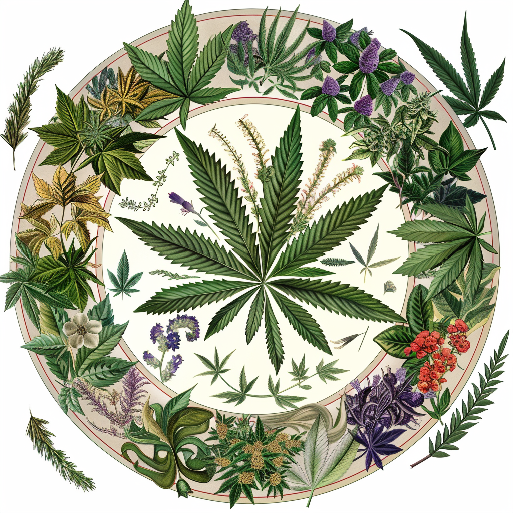 botanical wheel circle design elements