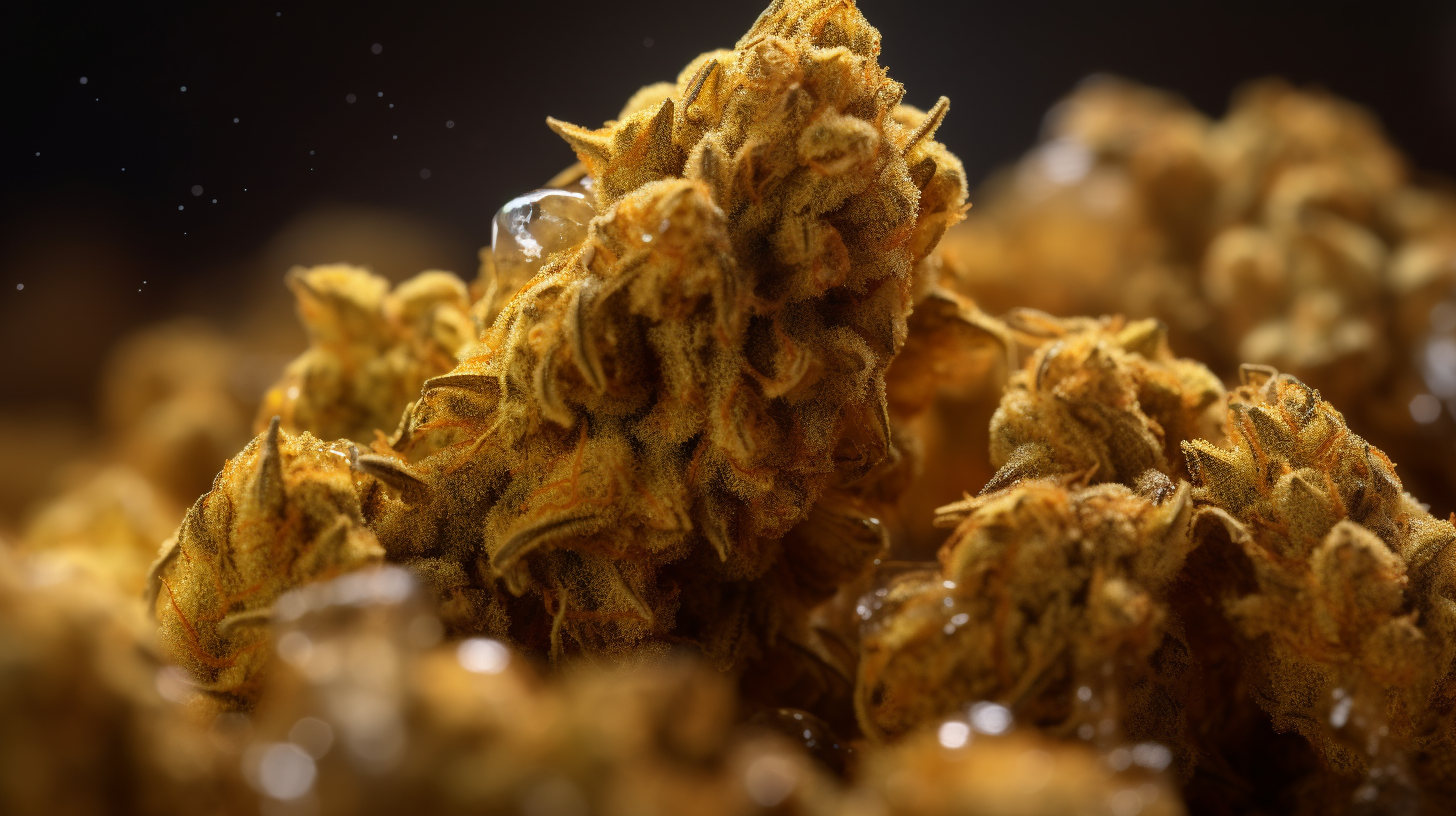 Botrytis on cannabis plant, macro view