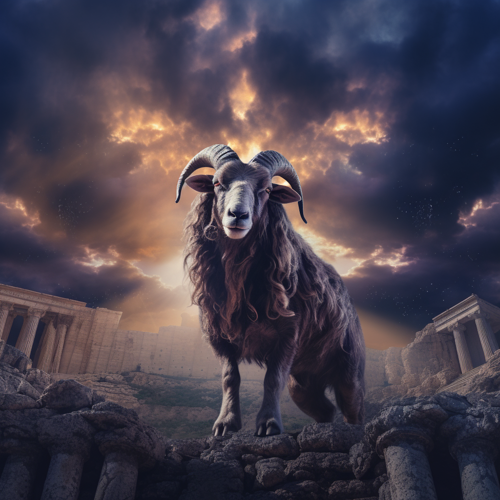 Goat at Herod's Temple Painting