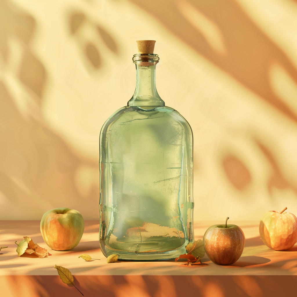 Glass bottle on orange background