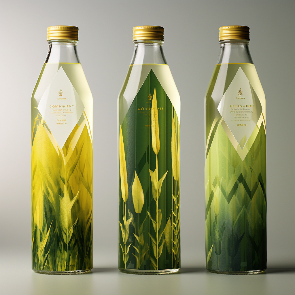 Stylish Bottle Packaging Design with Corn Water