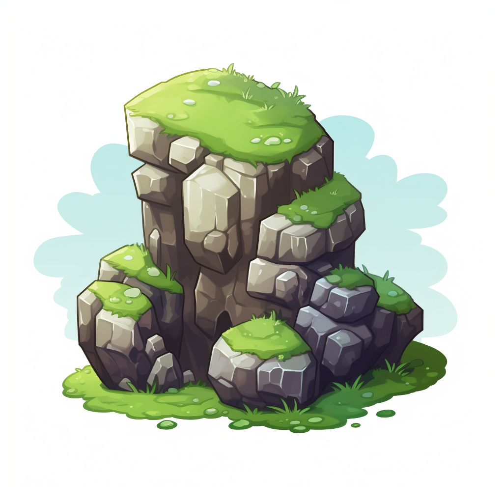 Colorful boulder pixel art illustration