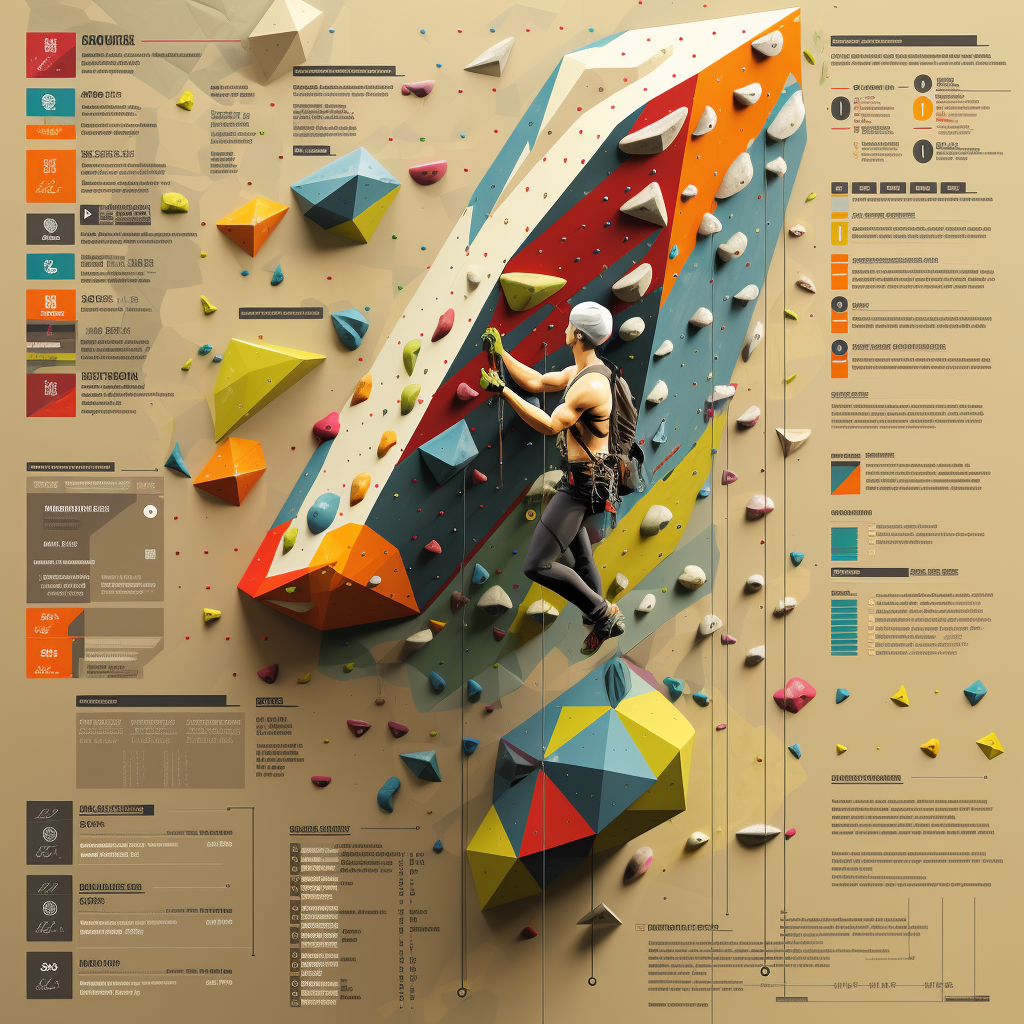 Bouldering gym infographic illustrating climbing techniques