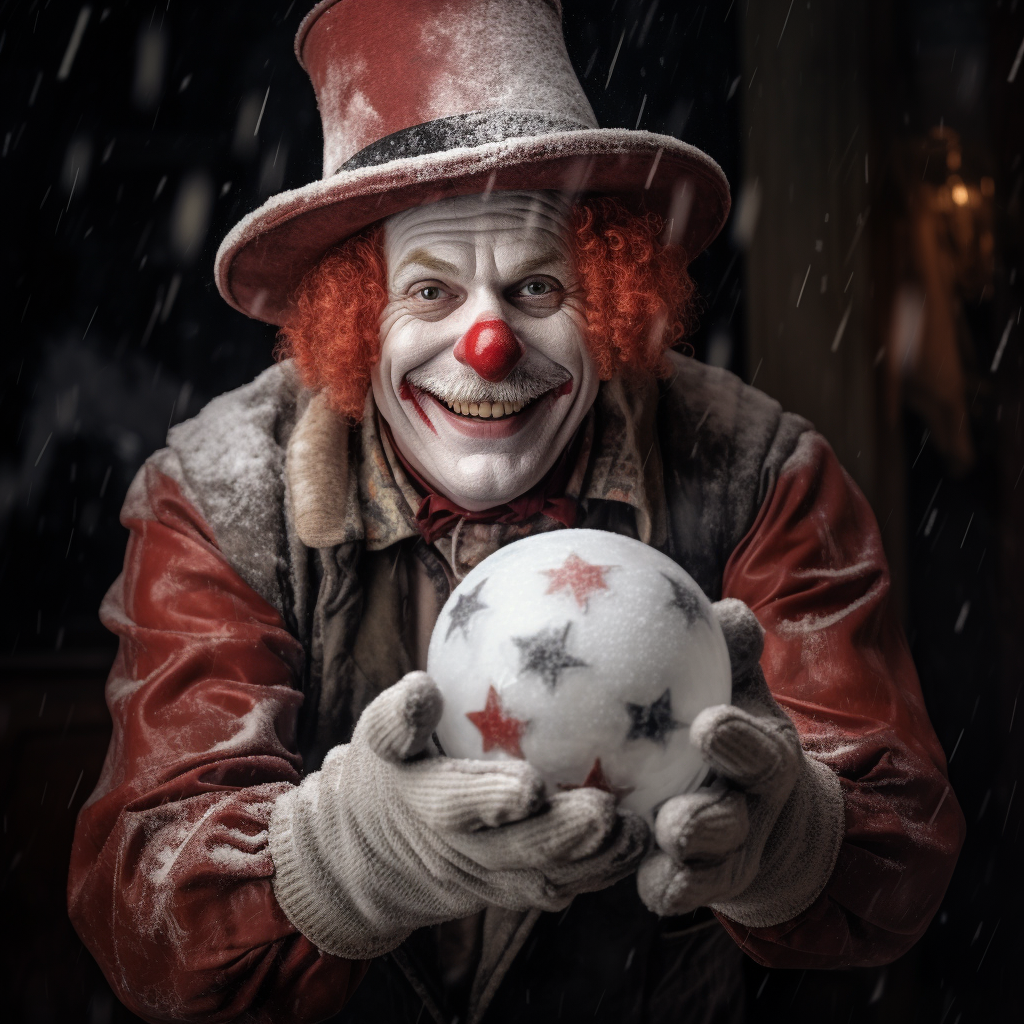 Clown inside bloody snowball