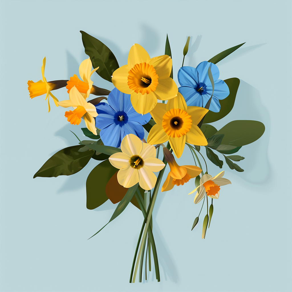 Minimalistic Daffodils Morning Glory Bouquet