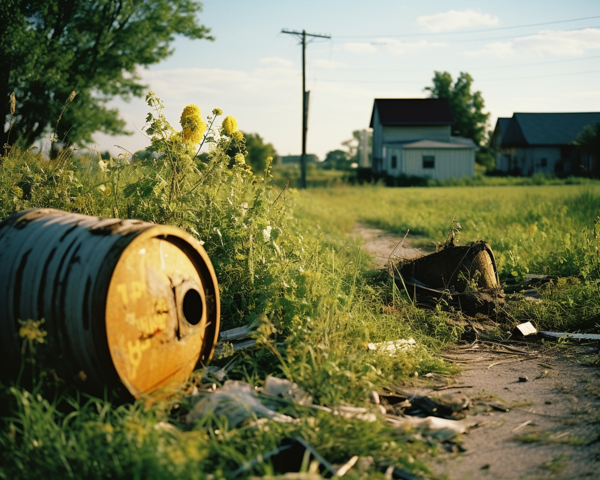 Abandoned bourbon barrels on outskirts of town