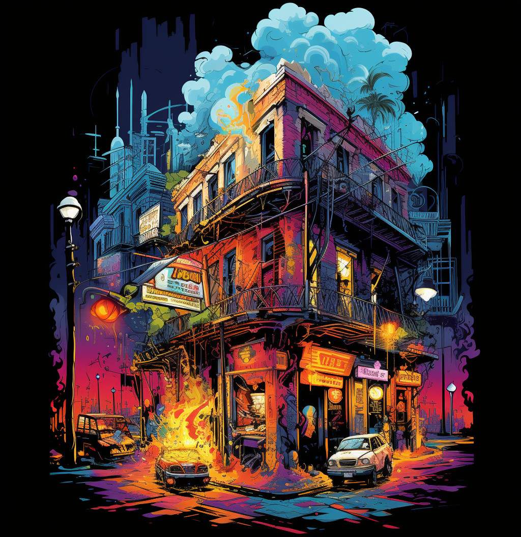 Colorful New Orleans Bourbon Street Print