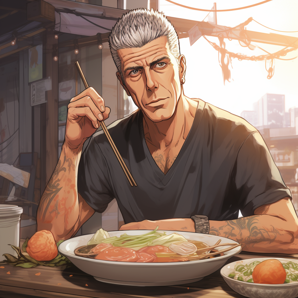 Anthony Bourdain anime Japanese style