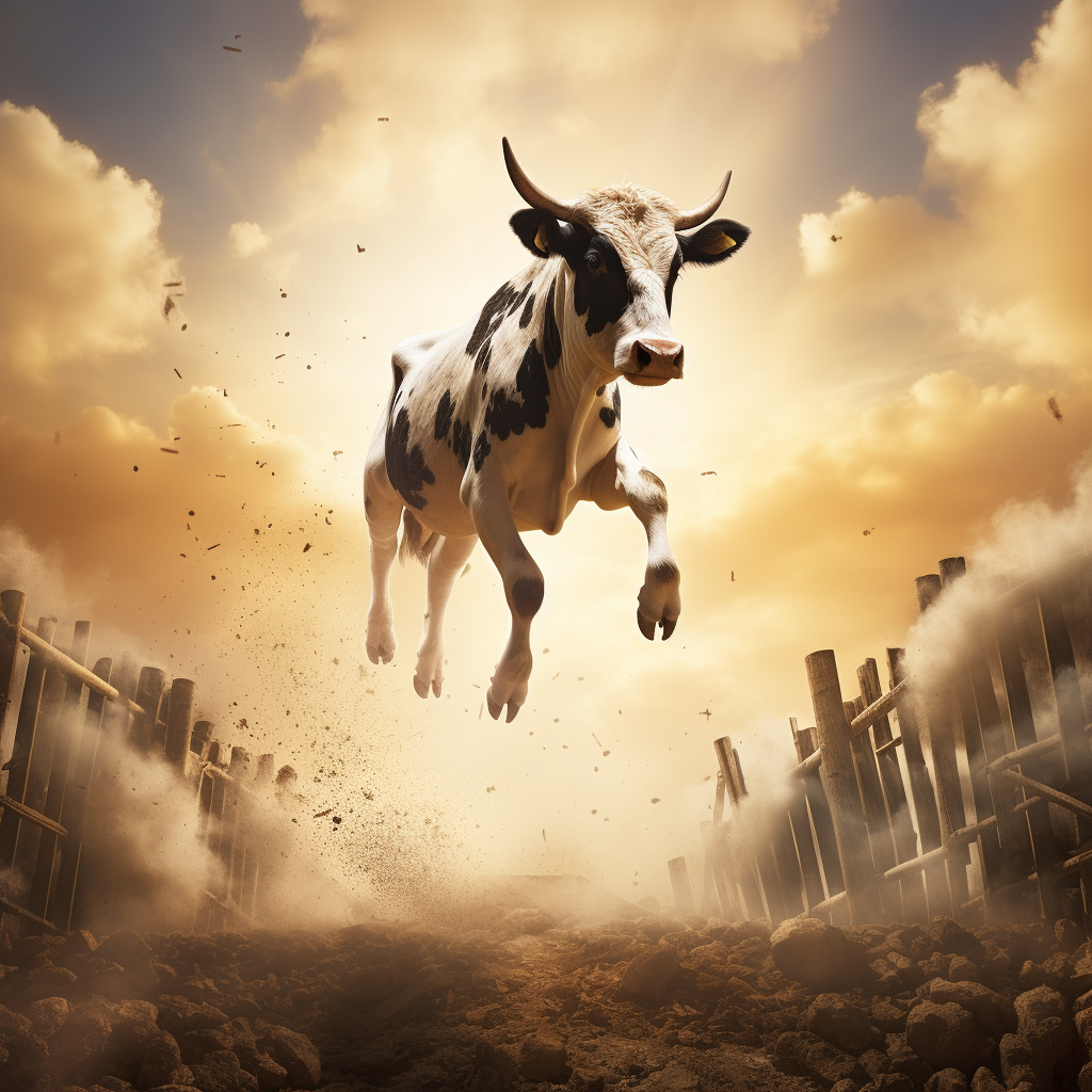 Brave cow escaping certain death