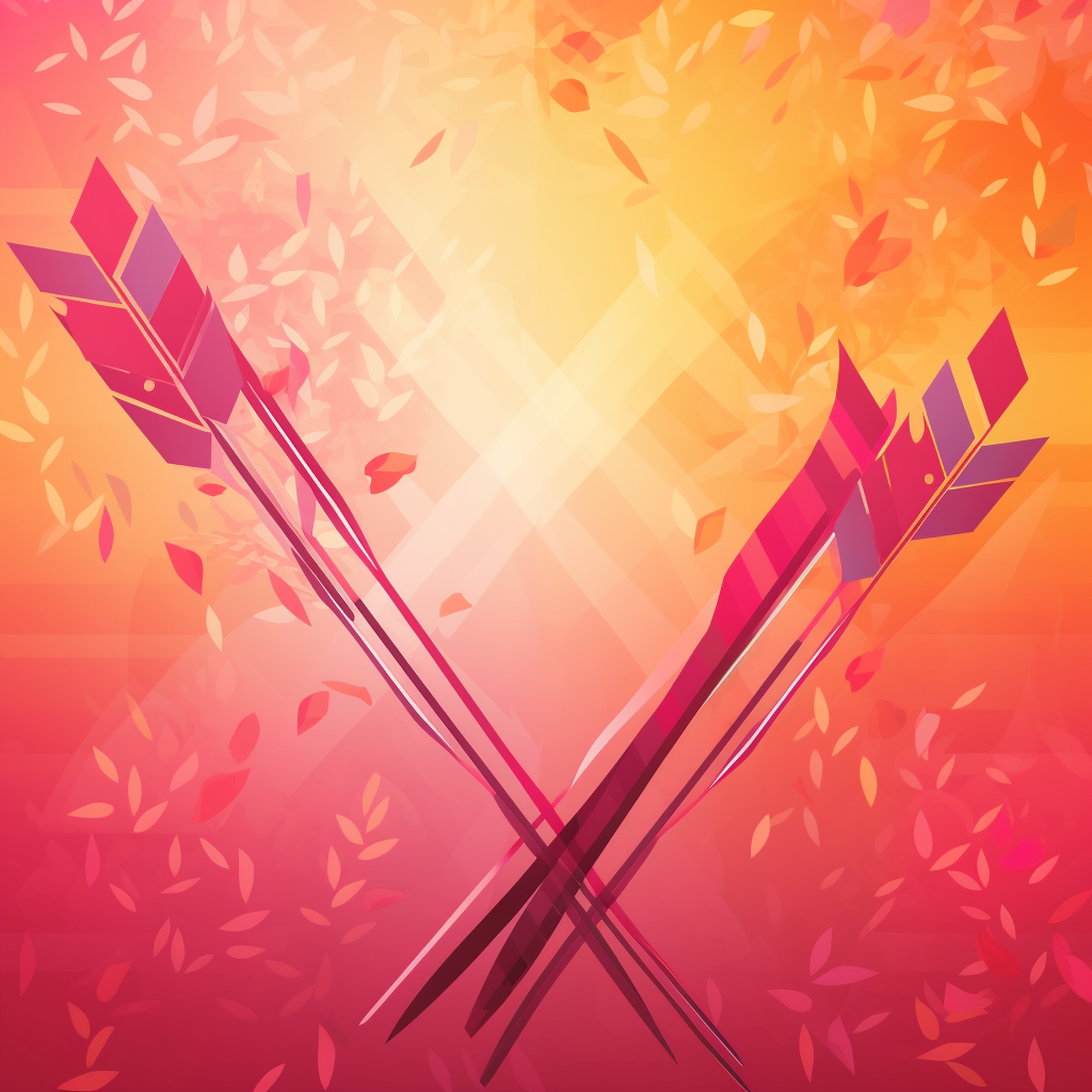 Beautiful Bow & Arrow Background with Autumn Leaves