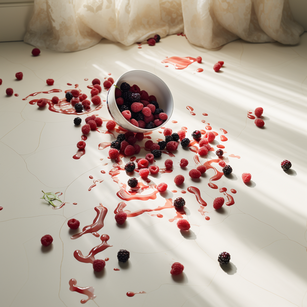 Bowl of Berries on White Carpet