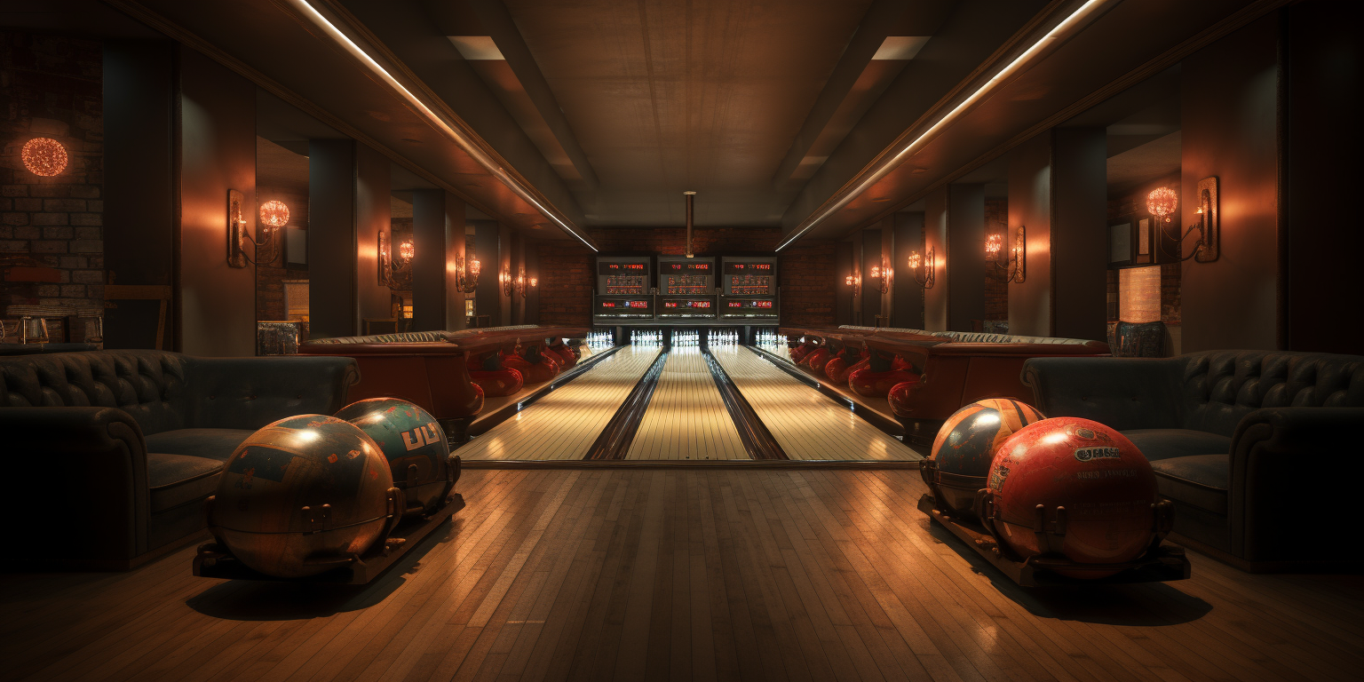 Bowling Lanes with Player Throwing Ball