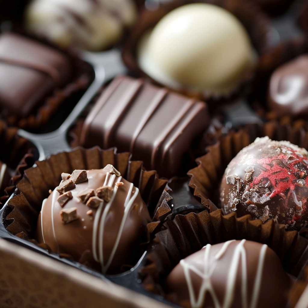 Assorted chocolates in a box