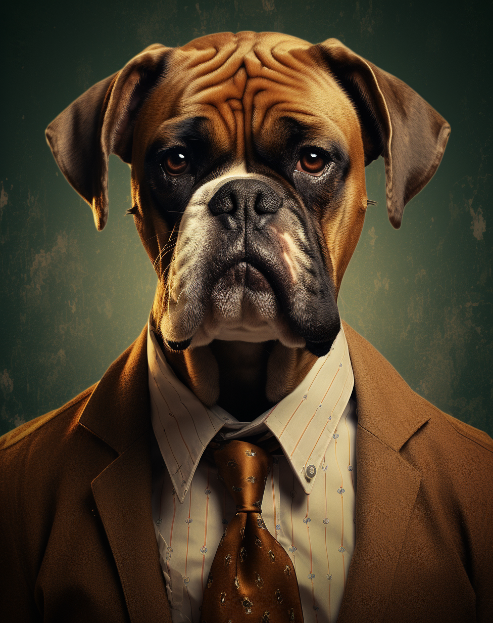 Boxer dog in dada style