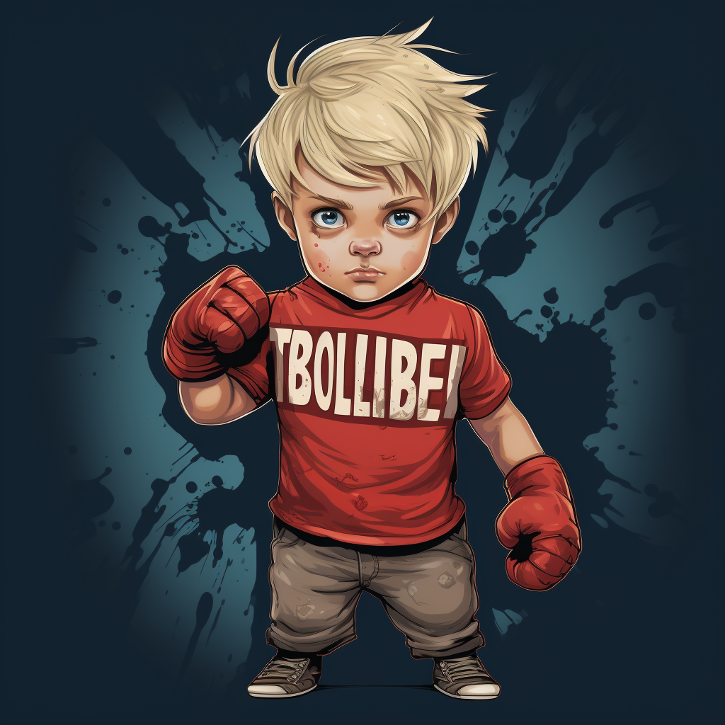 Blonde toddler boy boxing with enthusiasm