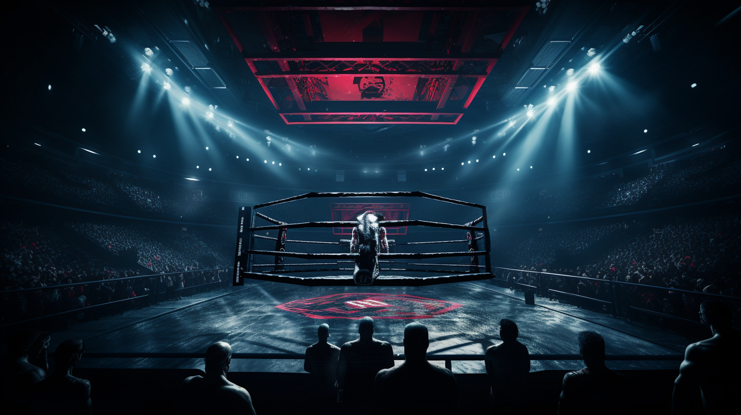 Wide view boxing ring with YouTube logo