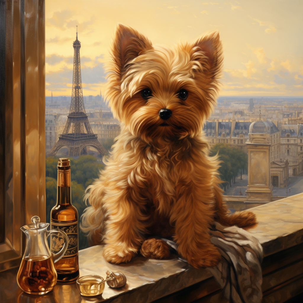 Boy with Brown Yorkie and Huge Cologne in Paris