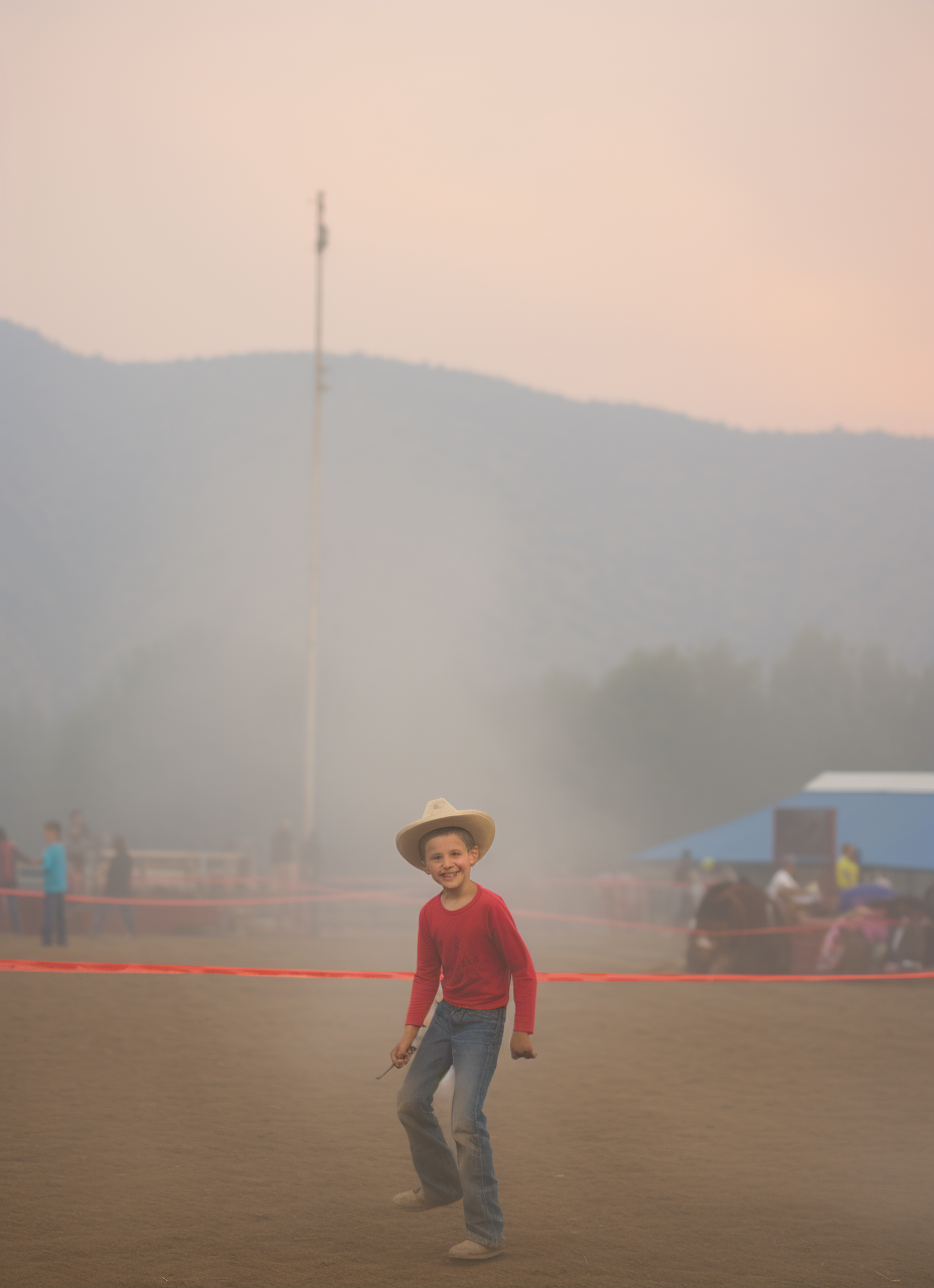 Boy on frog in rodeo