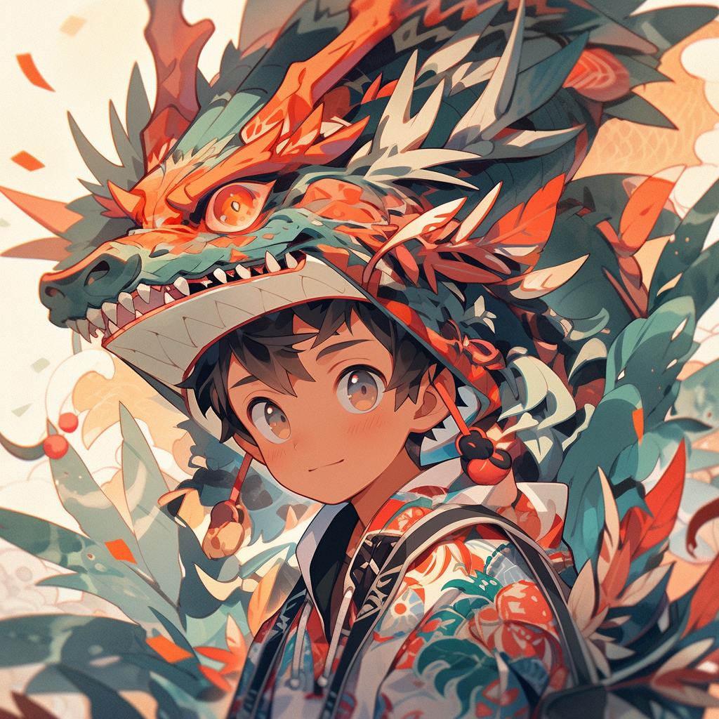 Boy in Dragon Style Hat