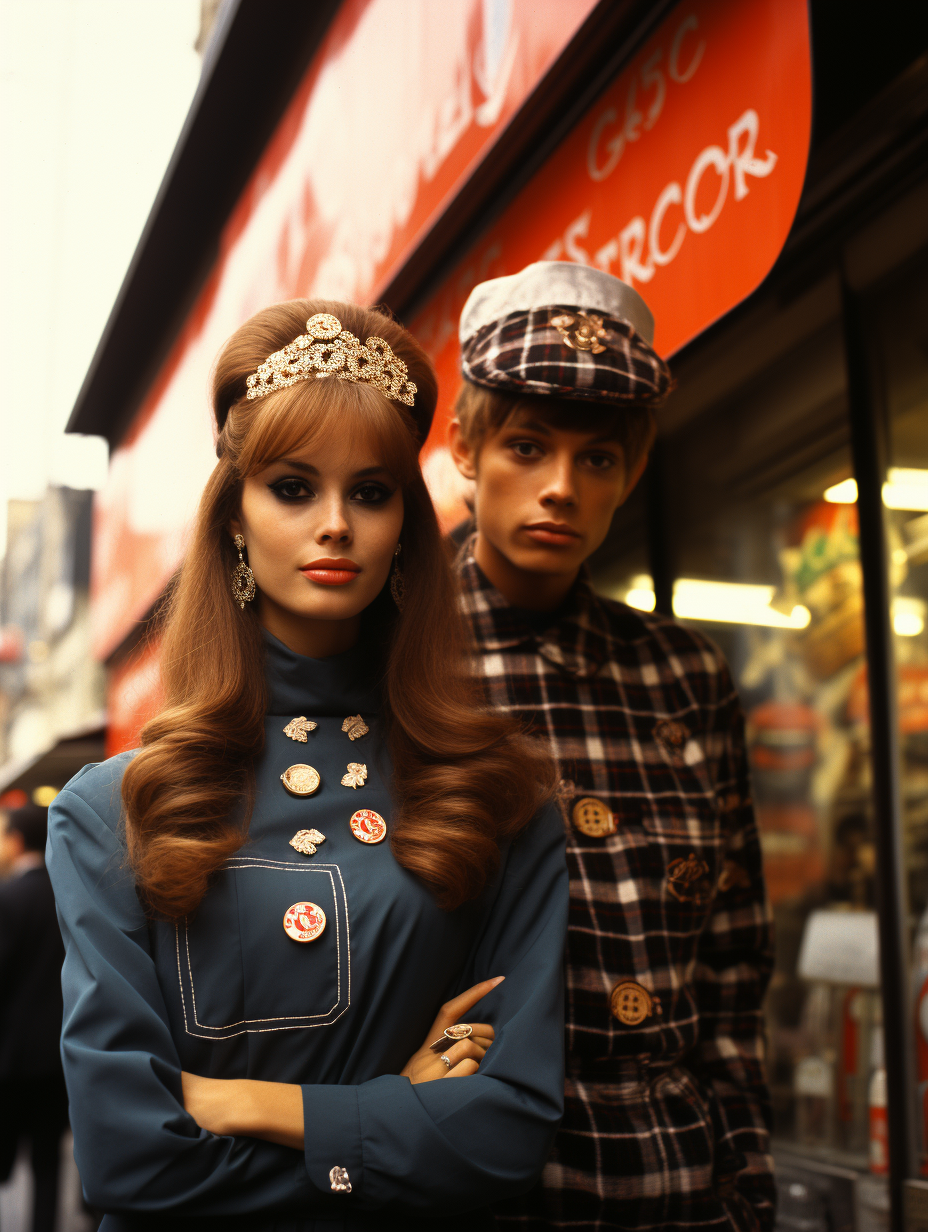 Boy and girl in 60's youth culture fashion