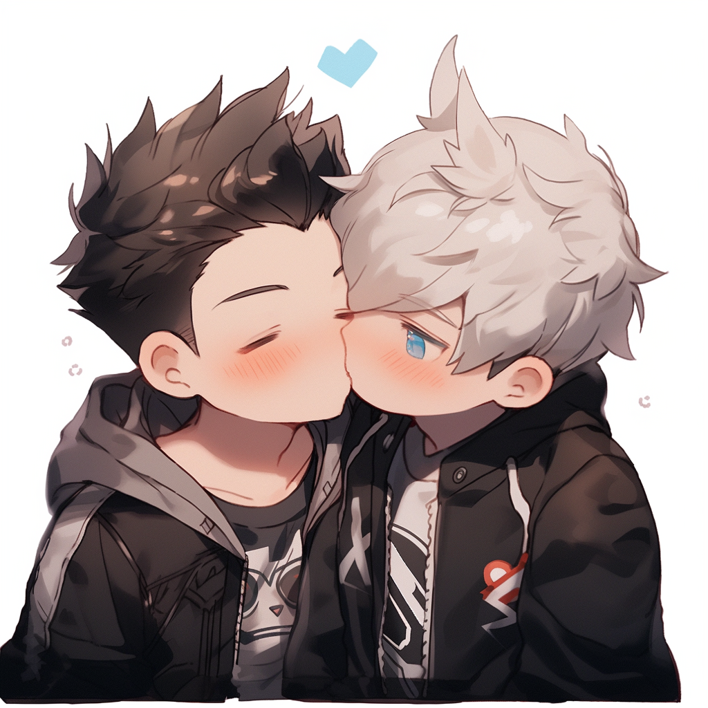 Boy kissing cheek, cute moment