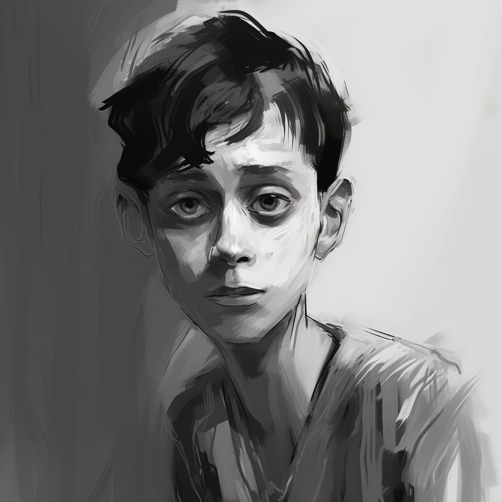 Pencil sketch of a boy in Picasso style