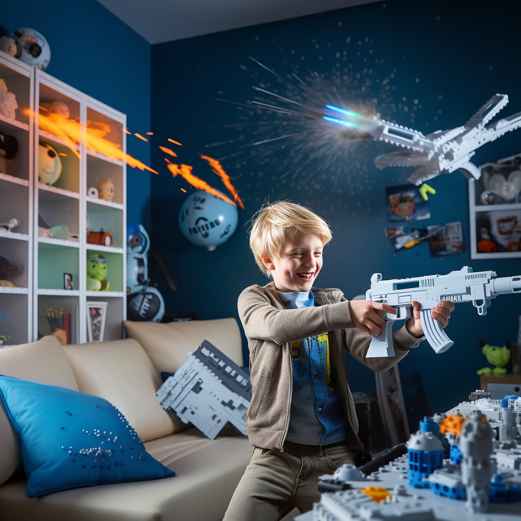 8-year-old boy playing with 3D printer